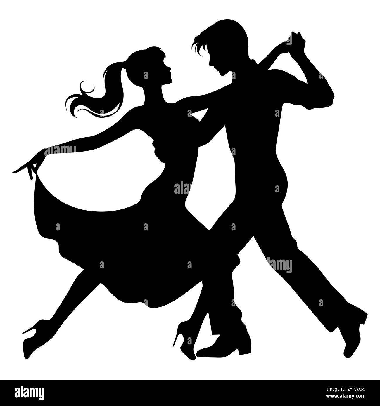 silhouette d'un couple dansant. Silhouette de personnes dansantes. Couple d'amants Illustration de Vecteur