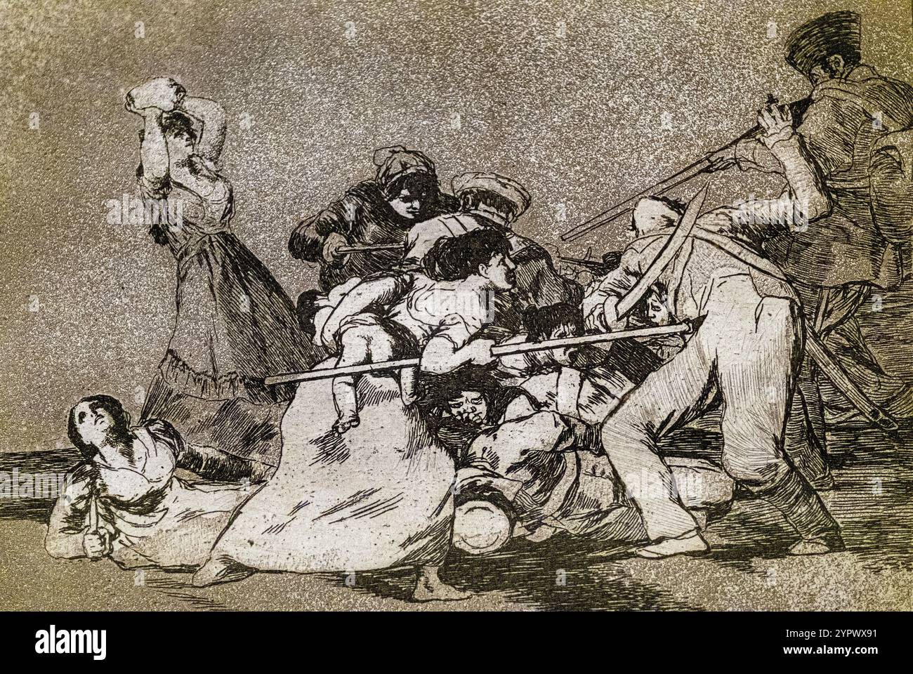 Les désastres de la guerre, non. 5 : et ce sont des bêtes, 1810 -1814, Francisco de Goya, première impression de 1863, faite par l'Académie Royale des Beaux-Arts de San Banque D'Images