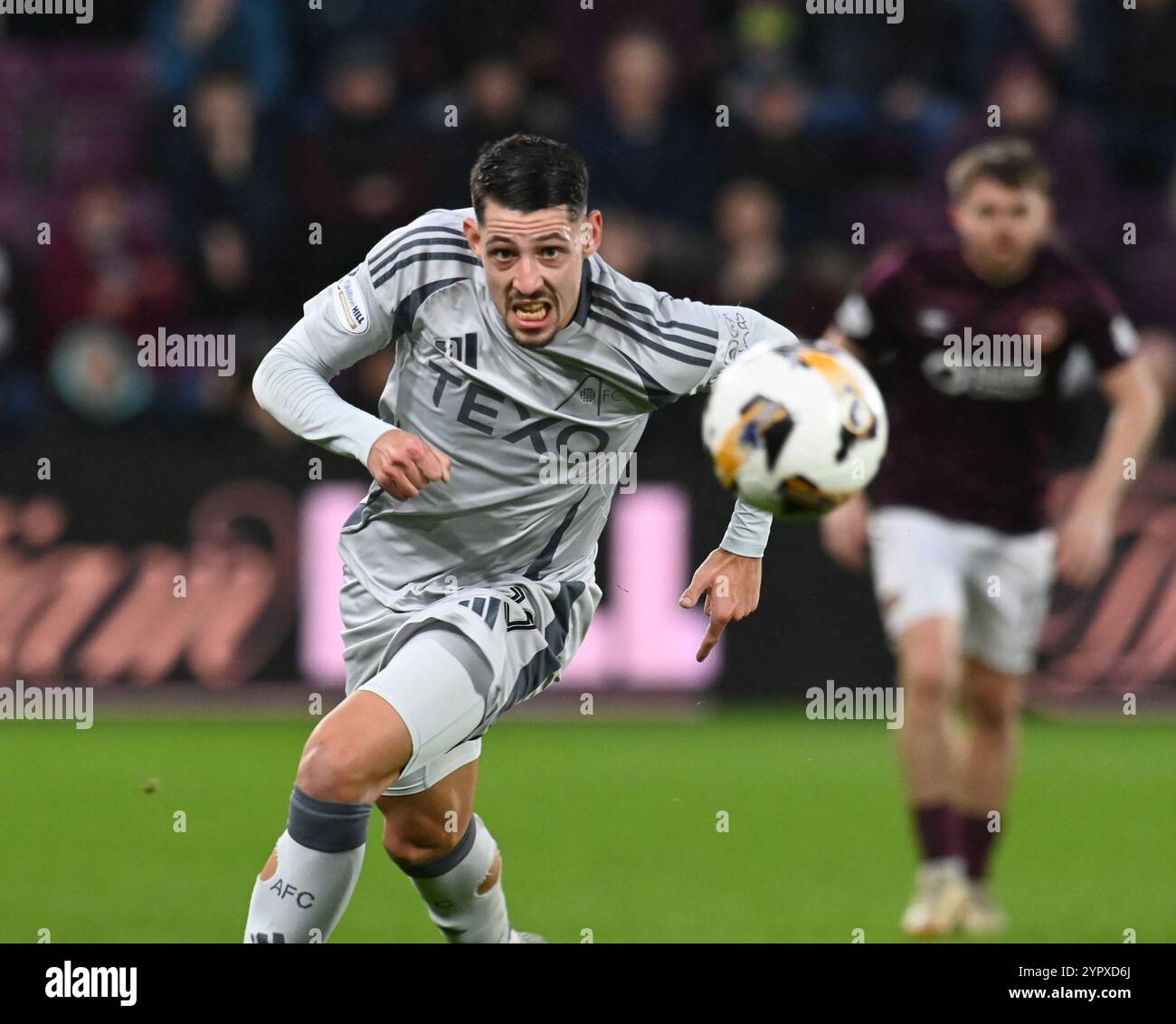 Parc Tynecastle . Édimbourg Écosse . Royaume-Uni 1st Dec 24. William Hill Scottish Premiership match. Hearts v Aberdeen Aberdeens ester Sokler Credit : eric mccowat/Alamy Live News Banque D'Images