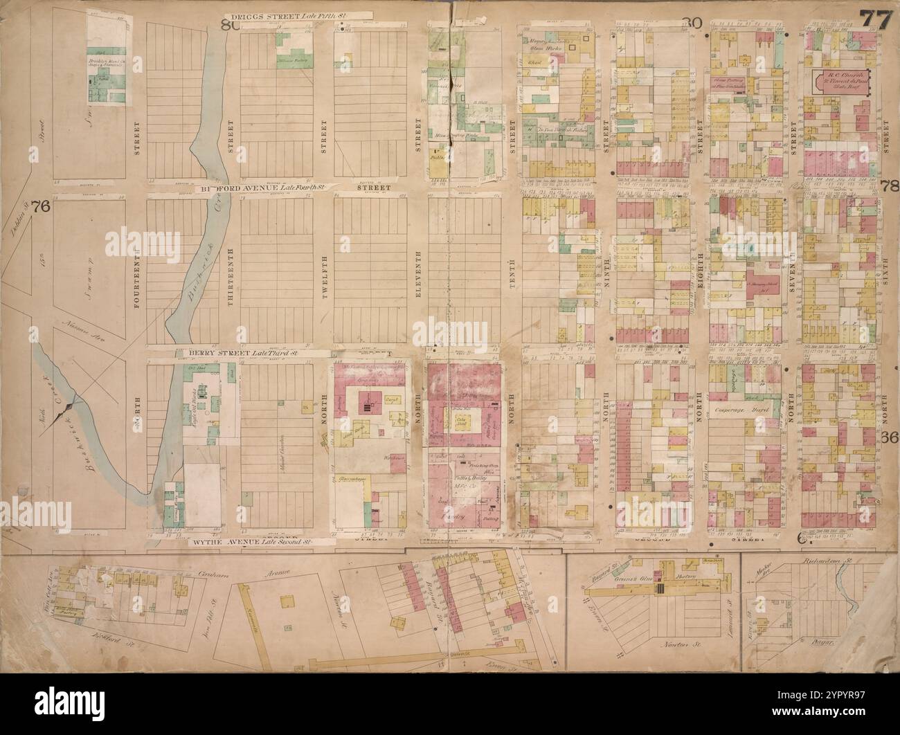 Brooklyn, vol. 4, double page plate No. 77 ; [Map Bounded by Driggs préparent Late 5th, North 6th préparées, 7th préparées, 8th préparées, 9th préparées, 10e, 11e, 12e, 13e, 14e, 15th), Wythe Ave. Late 2nd préparés ; y compris Eckford produits, Van Cott Ave., Van Pelt produits, Graham Ave., Newton., Ewen préparées, Bayard préparées, Leonard préparées, Meeker Ave., Richardson, Ewen préparé] 1868 de Higginson, J. H. (Editeur) Banque D'Images