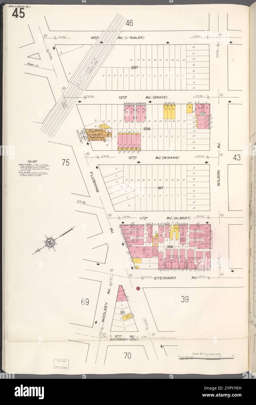 Queens V. 2, plate No. 45 [carte bornée par 14th Ave., Wilson Ave., 9th Ave., Flushing Ave.] 1884 - 1936 Banque D'Images
