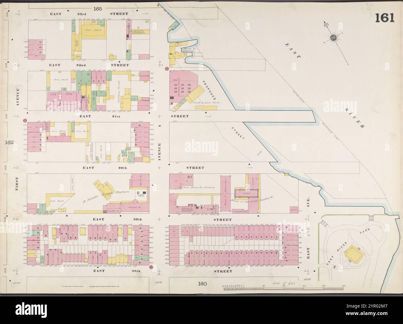 Manhattan, V. 8, double page plate No. 161 [Map Bounded by E. 93rd équipé, East River, E. 88th équipé, 1st Ave.] 1896 Banque D'Images