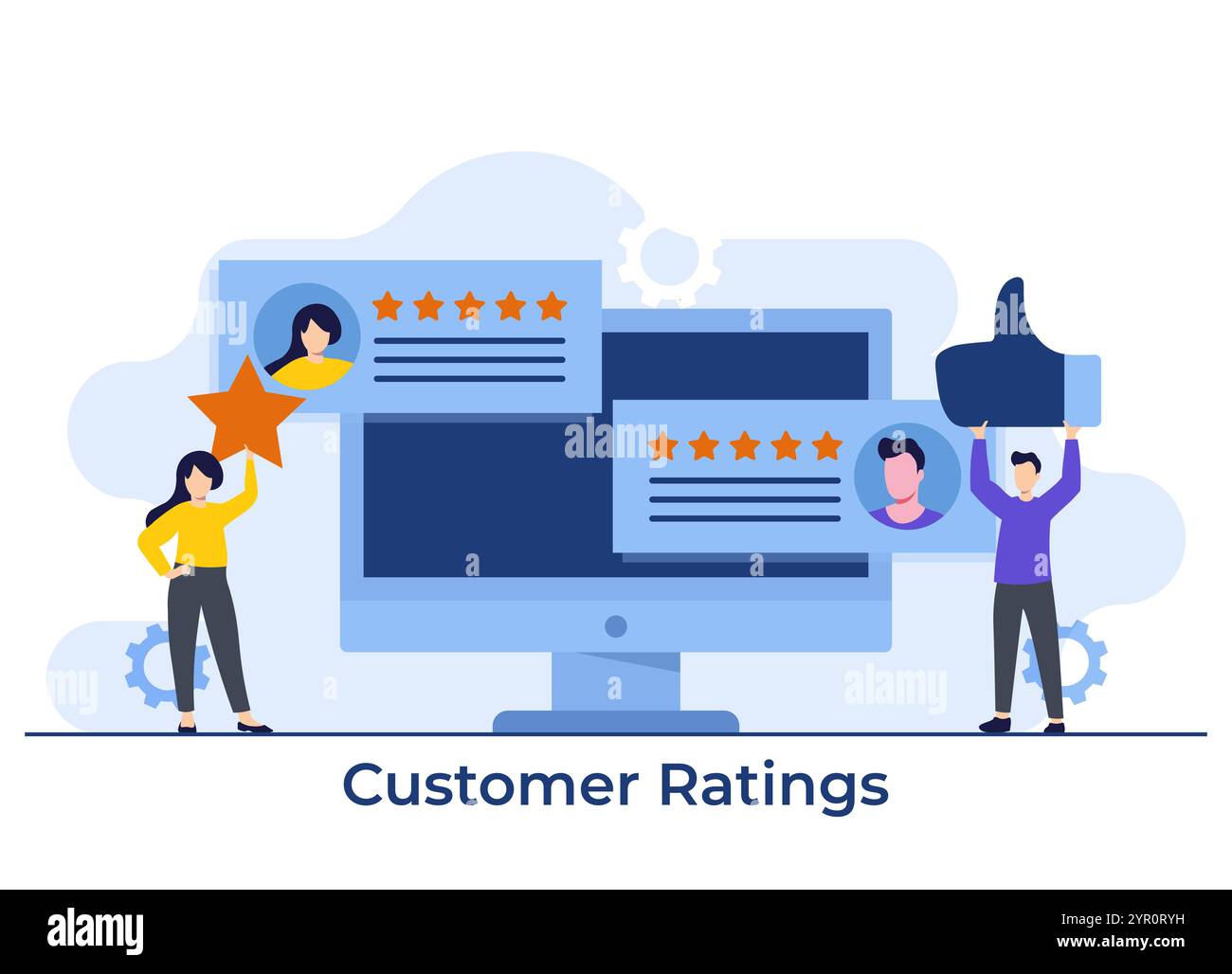 Clients donnant des étoiles de notation, commentaires des clients et avis sur l'écran de l'ordinateur portable, concept d'examen de l'application, clients satisfaits montrant le soutien en quittant Illustration de Vecteur Clients donnant des étoiles de notation, commentaires des clients et avis sur l'écran de l'ordinateur portable, concept d'examen de l'application, clients satisfaits montrant le soutien en quittant Illustration de Vecteur