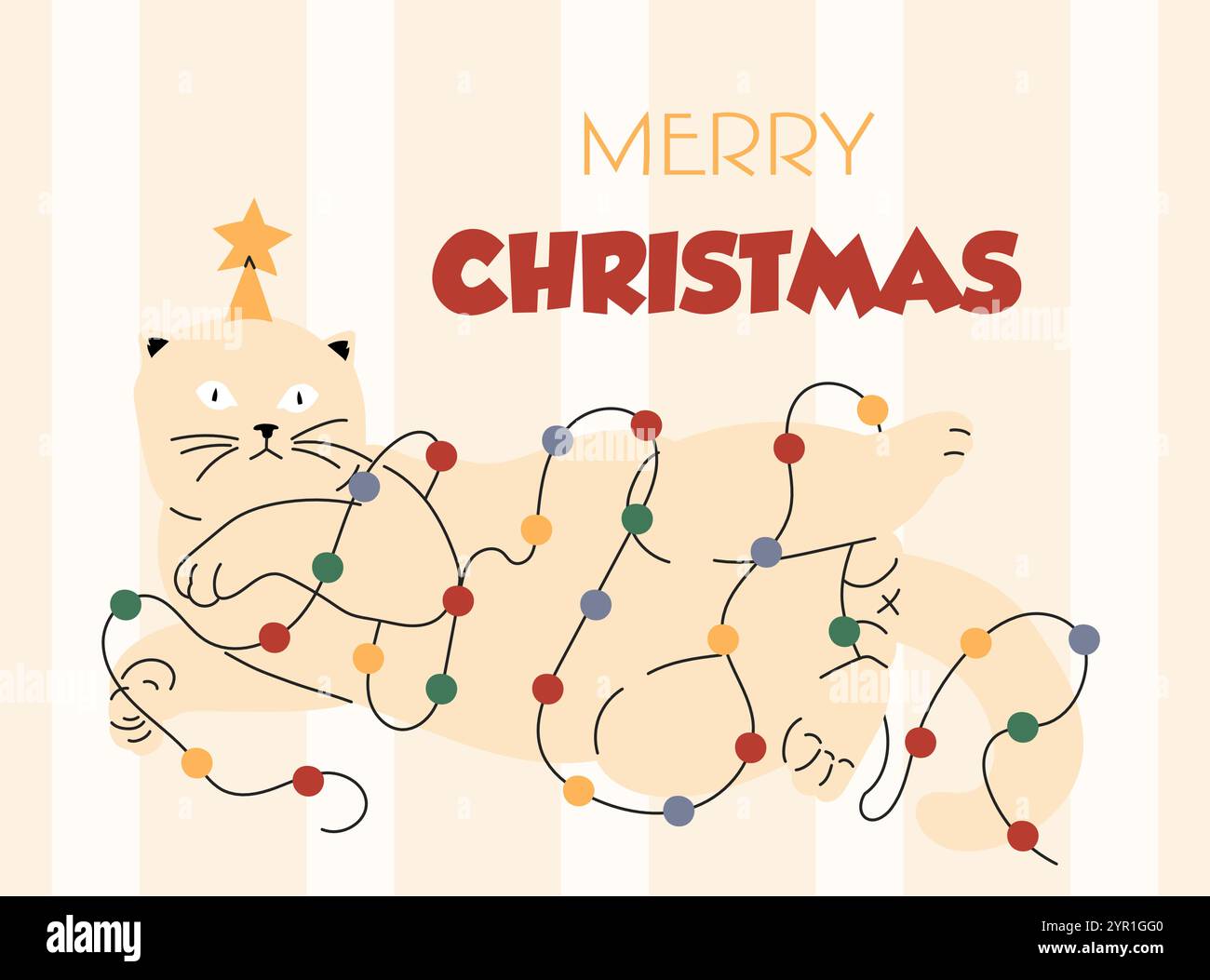 Carte de voeux bonne année avec un chat Illustration de Vecteur