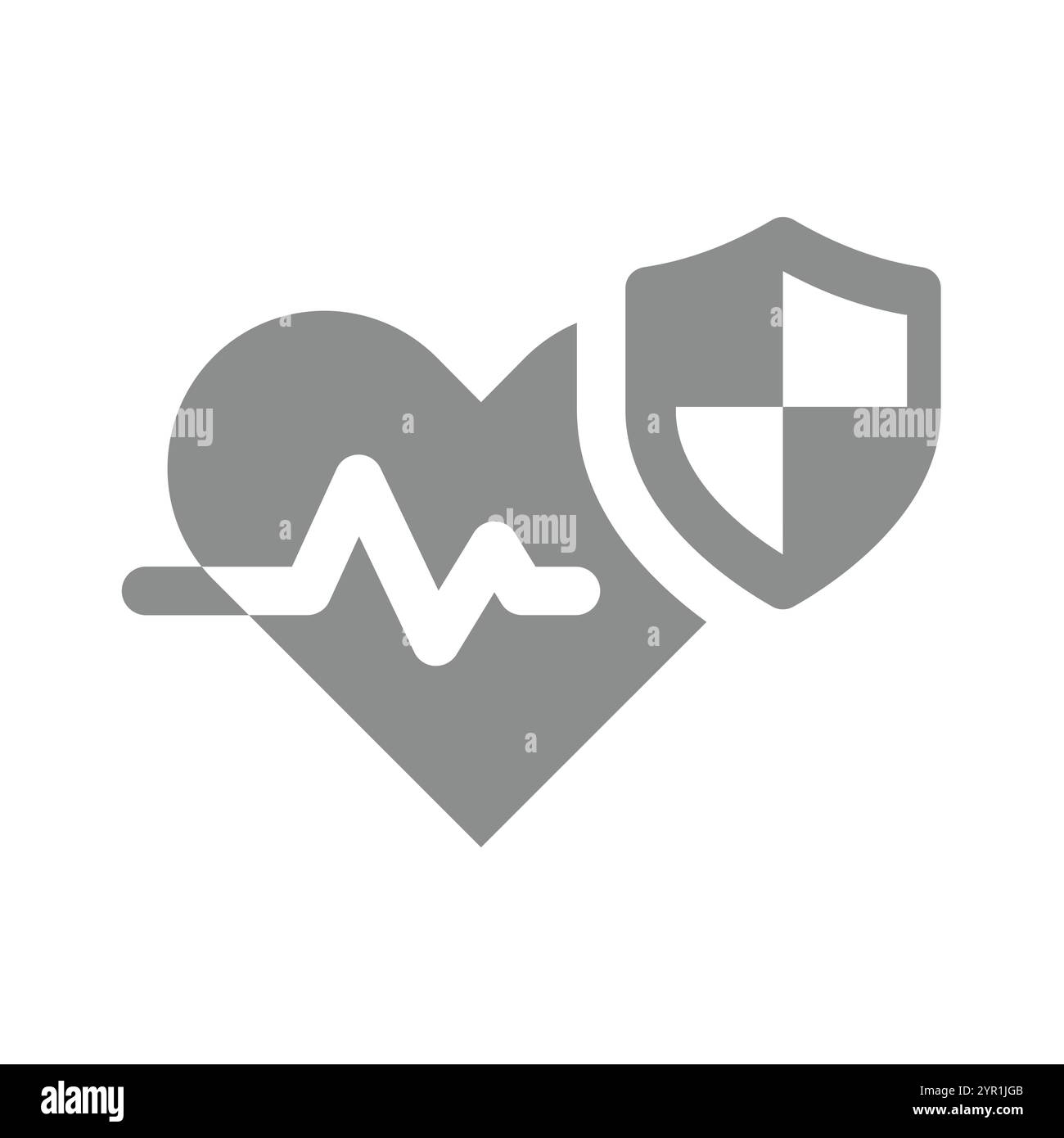 Icône vecteur de prévention des problèmes cardiaques. Battement cardiaque avec courbe et bouclier. Illustration de Vecteur