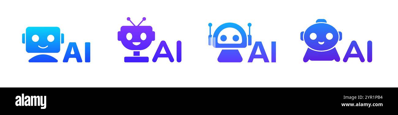 Icône de robot futuriste pour l'IA et les conceptions de technologie numérique. Illustration de Vecteur