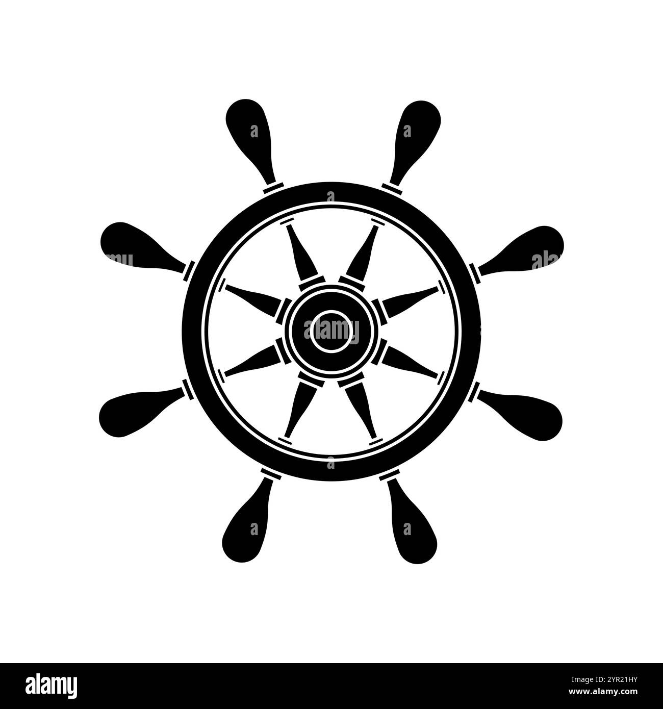Volant de bateau isolé. Illustration vectorielle de la roue de commande Illustration de Vecteur