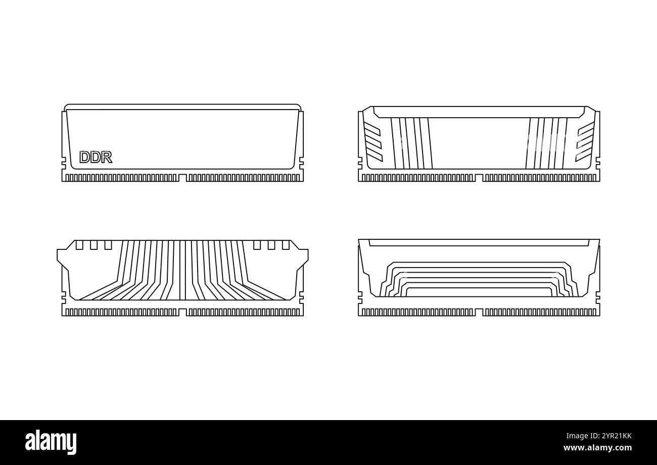 Jeu de cartes mémoire RAM. Mémoire vive isolée. Composant informatique DDR Illustration de Vecteur