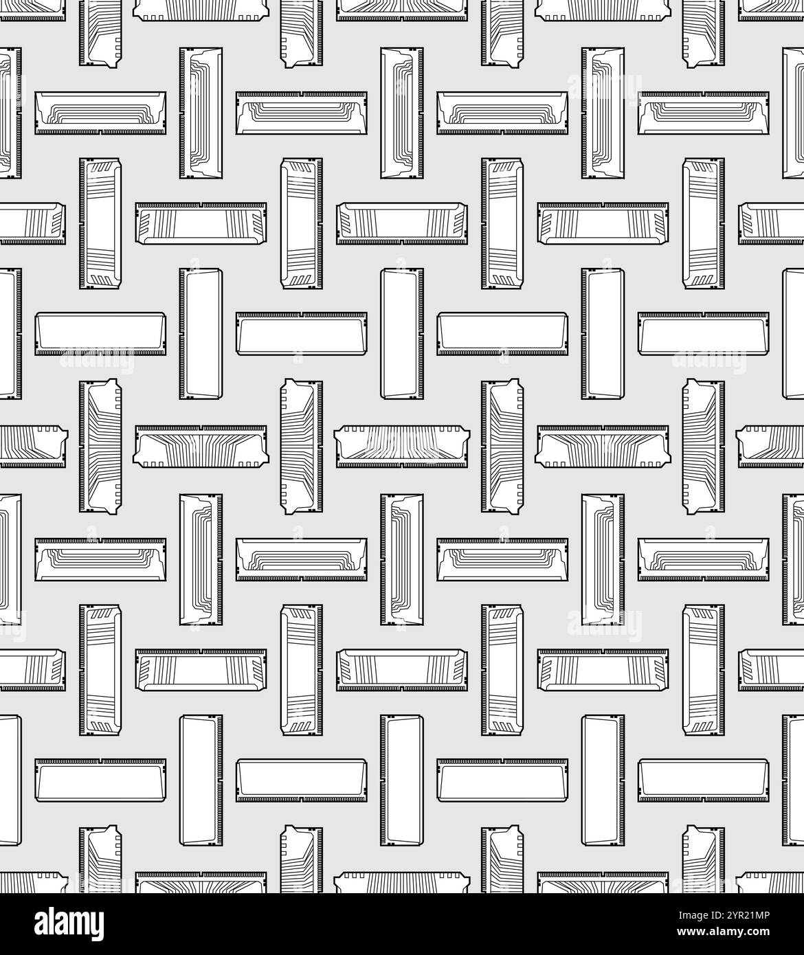 Modèle de carte mémoire RAM sans couture. Arrière-plan de mémoire vive. Décoration DDR composant informatique Illustration de Vecteur