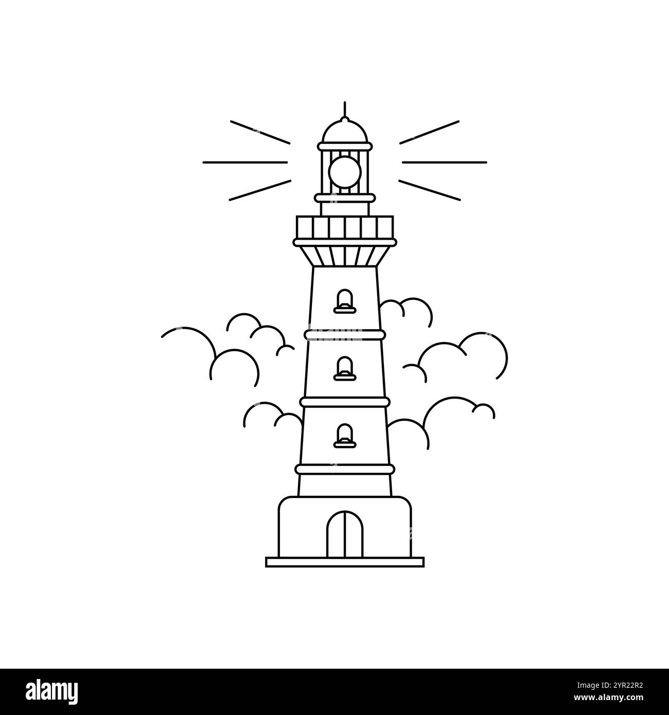 Tatouage phare isolé. Repère de navigation utilisé pour marquer les côtes. Concept tatouage symbolise l'espoir pour le meilleur, le désir de trouver le bon chemin dans LIF Illustration de Vecteur