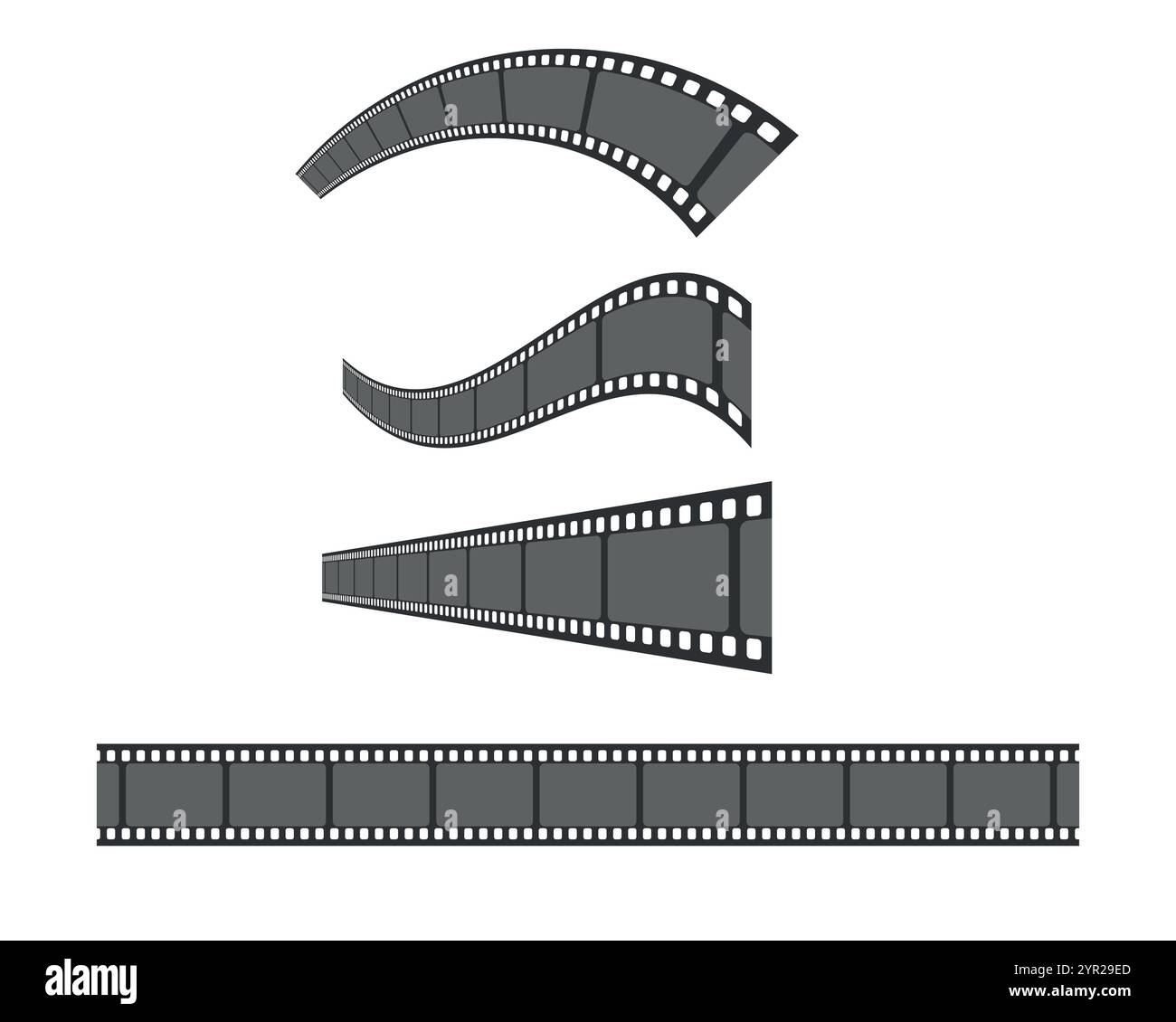 Bande de film, ensemble de formes de ruban. Bande de film de différentes formes. Illustration vectorielle Illustration de Vecteur