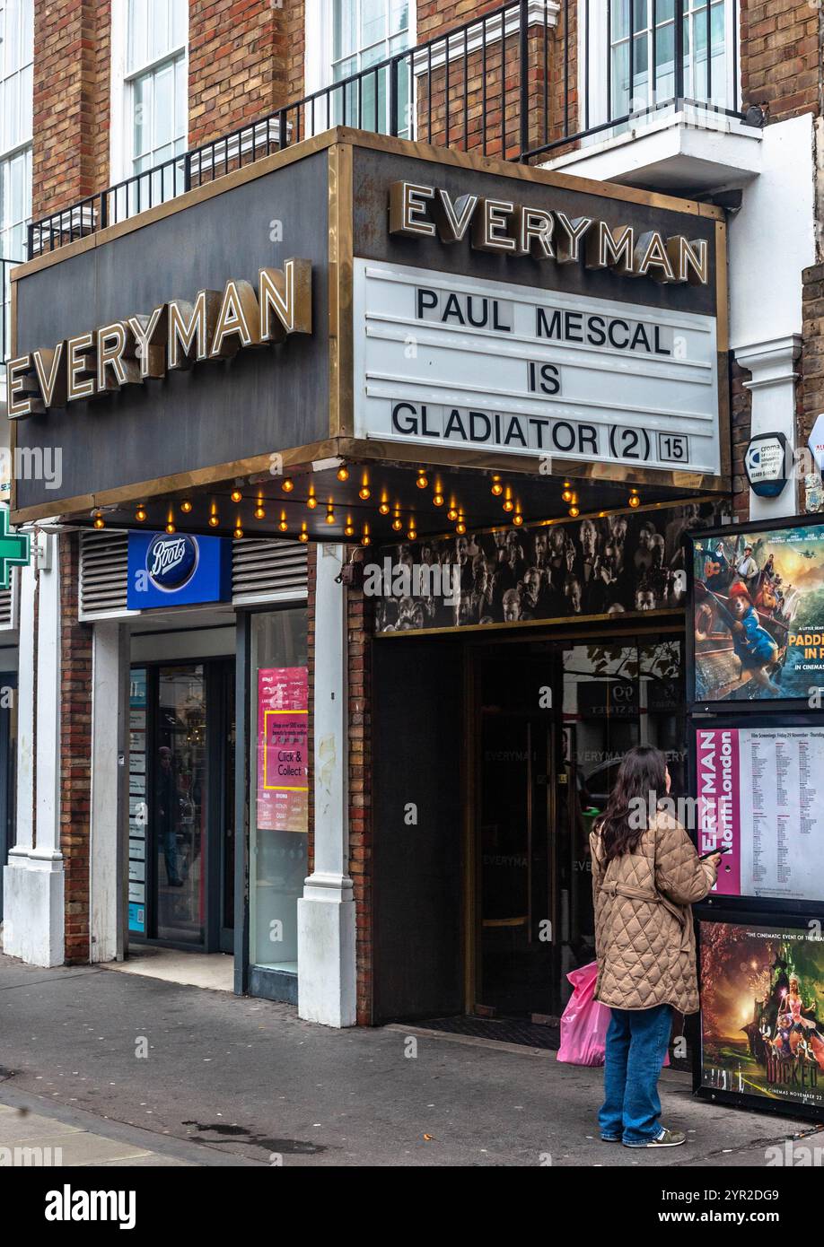 Entrée du cinéma Everyman, Baker Street, londres, Angleterre, Royaume-Uni. Banque D'Images