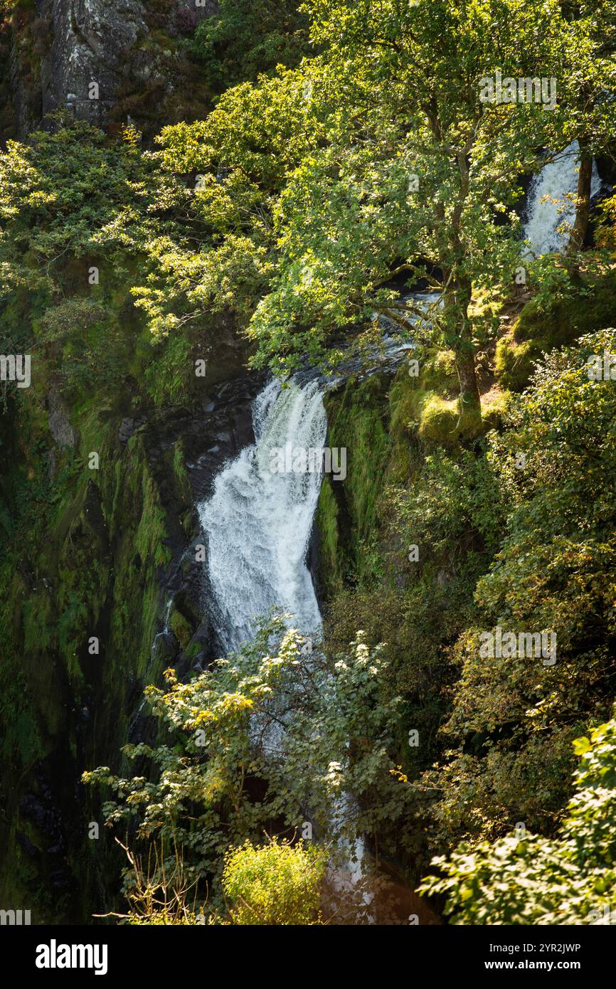 Royaume-Uni, pays de Galles, Gwynedd, Snowdonia, Llanberis, voyage en chemin de fer de Snowdon Mountain, cascade de Ceunant Fawr Banque D'Images