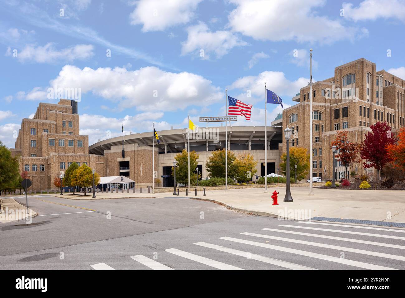Le stade notre Dame est situé au cœur du campus de l'Université de notre Dame et abrite l'équipe de football irlandaise Fighting. Banque D'Images