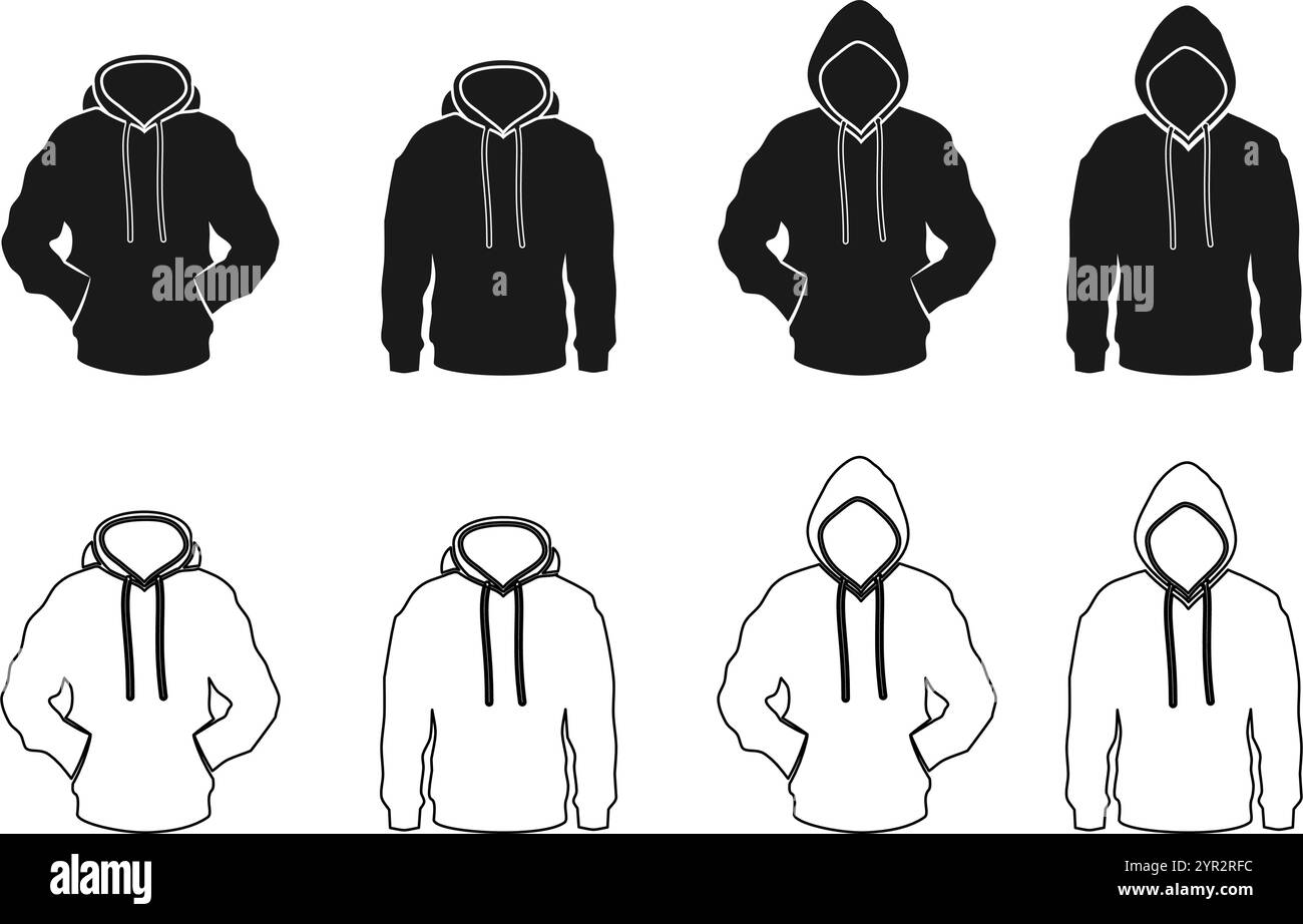 hoodie icône set illustration vectorielle isolé sur fond blanc. Illustration de Vecteur