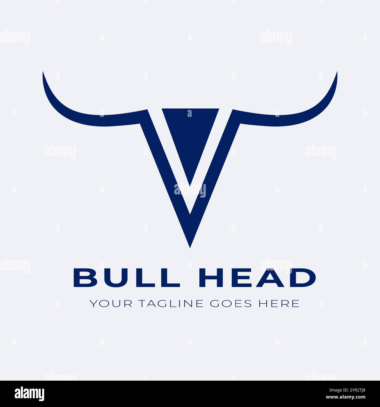 Simple Bull Head icône vecteur logo Design illustration lettre V Illustration de Vecteur