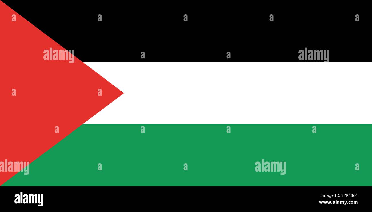 Drapeau de Palestine dans les couleurs officielles, les dimensions et le rapport hauteur/largeur. Drapeau vectoriel symbolisant la fierté nationale, l'identité, le patrimoine, le patriotisme et l'autorité Illustration de Vecteur