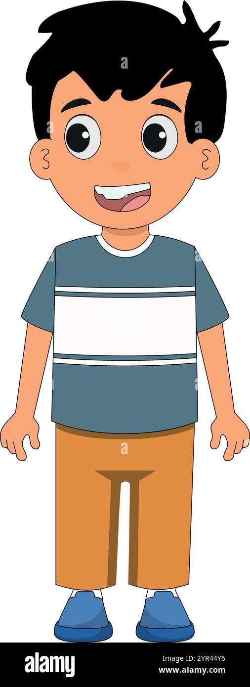 Illustration vectorielle mignon petit garçon heureux avec fond isolé. Illustration de Vecteur