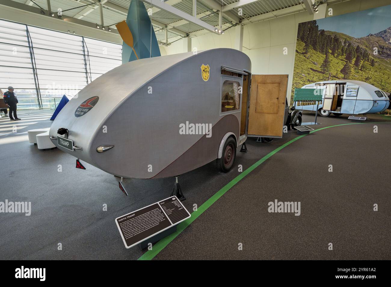 Caravane Hirth Tramp de 1947, vue intérieure, musée Erwin Hymer, caravane, lac de la forêt Bad, haute Souabe, Bade-Wuertemberg, Allemagne, Europe Banque D'Images