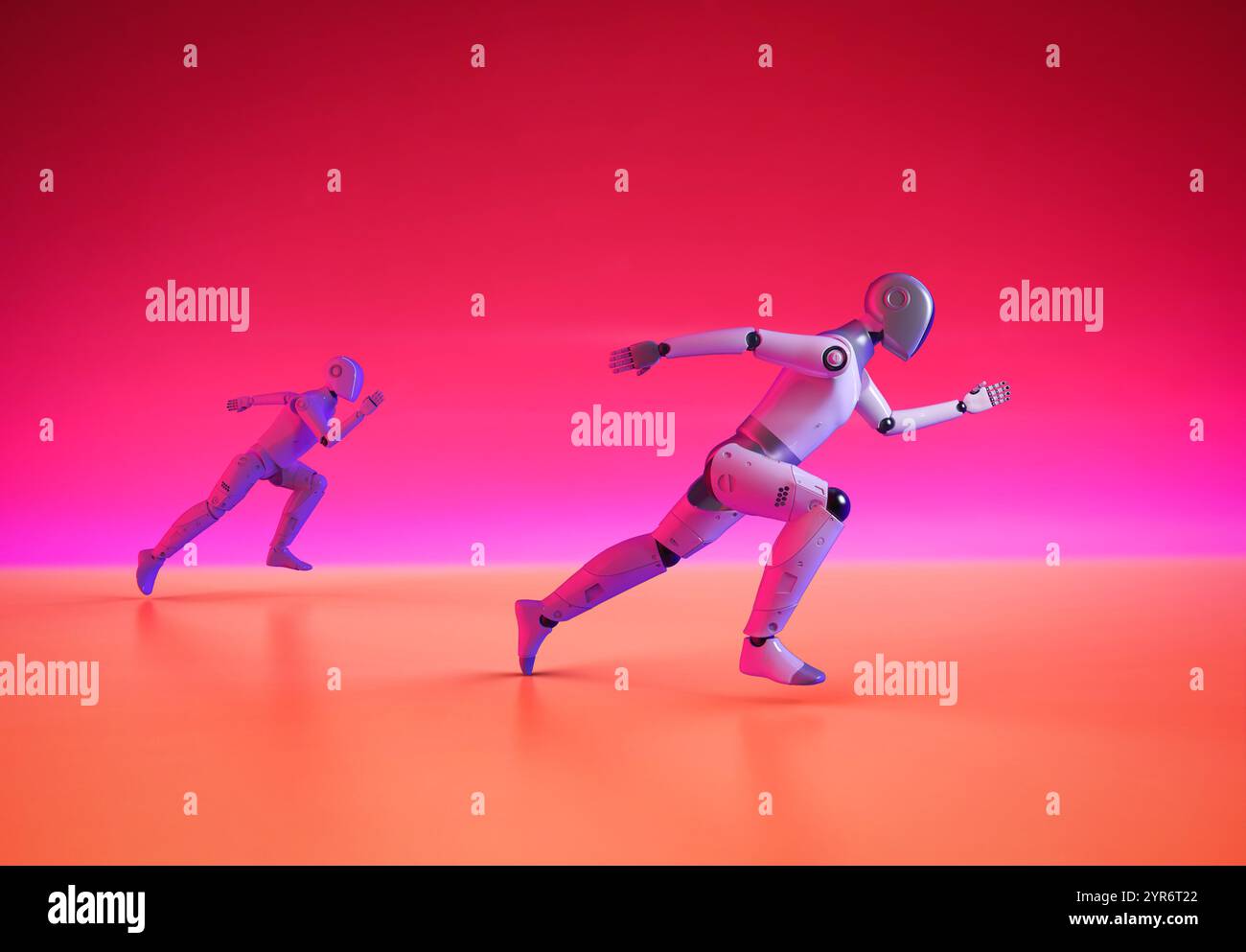 Concept de technologie de vitesse rapide avec 3D rendant cyborg en compétition Banque D'Images