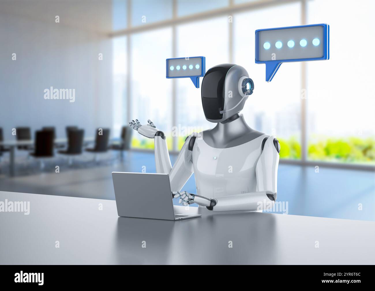 rendu 3d ai chatbot ou chat robot assistant personnel avec bulle de parole Banque D'Images