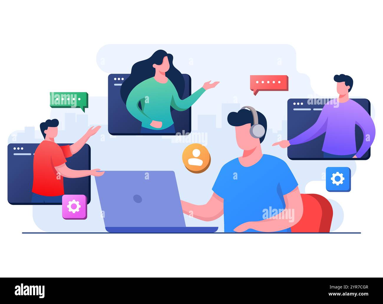 Les clients posant des questions de l'opérateur masculin de hotline illustration plate, support client en ligne, aider à résoudre des problèmes, support technique, télema Illustration de Vecteur Les clients posant des questions de l'opérateur masculin de hotline illustration plate, support client en ligne, aider à résoudre des problèmes, support technique, télema Illustration de Vecteur