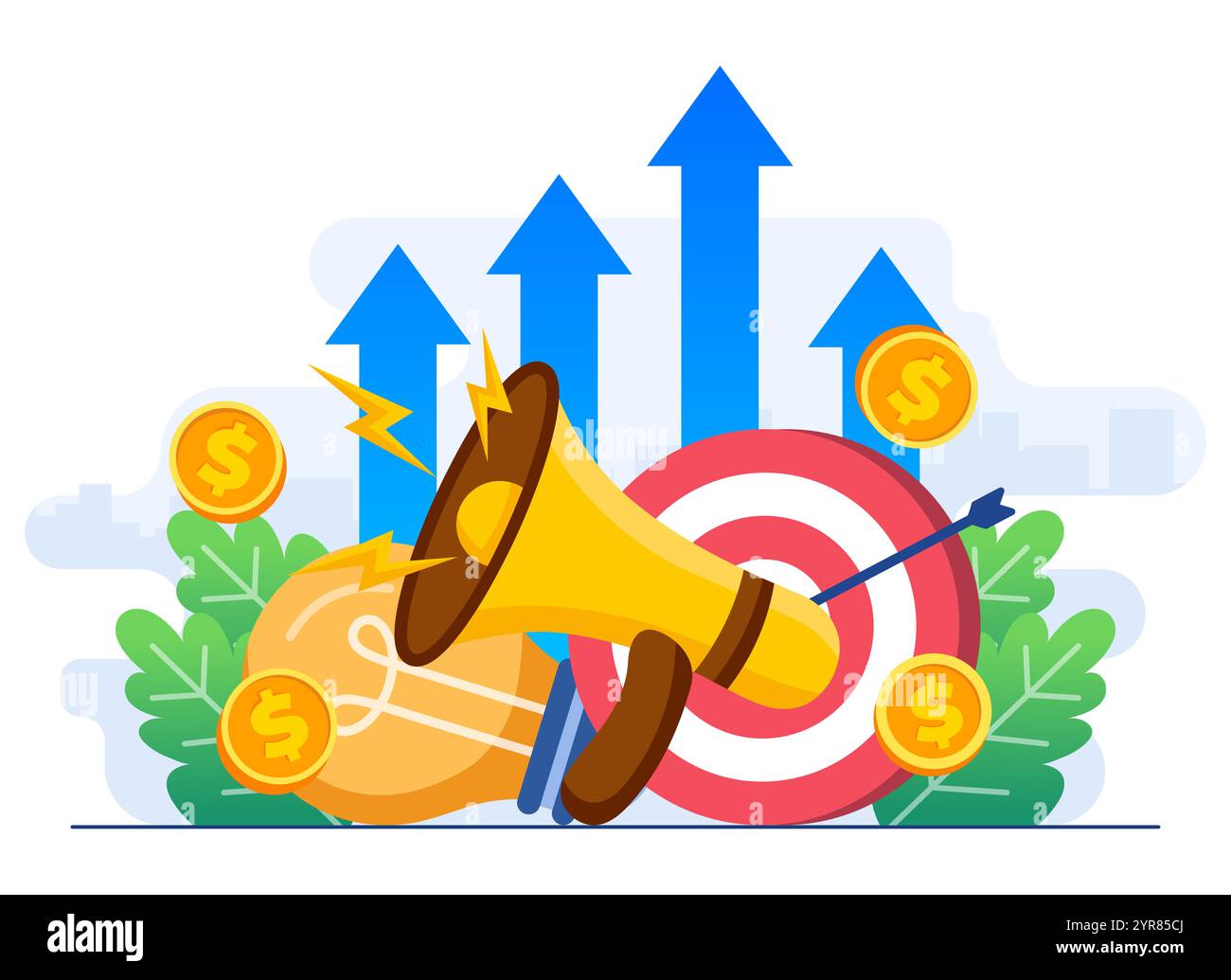 Modèle d'illustration plate de concept de stratégie marketing, entreprise de démarrage, campagne marketing, promotion, concept d'agence marketing pour l'interface utilisateur, conception Web, l Illustration de Vecteur