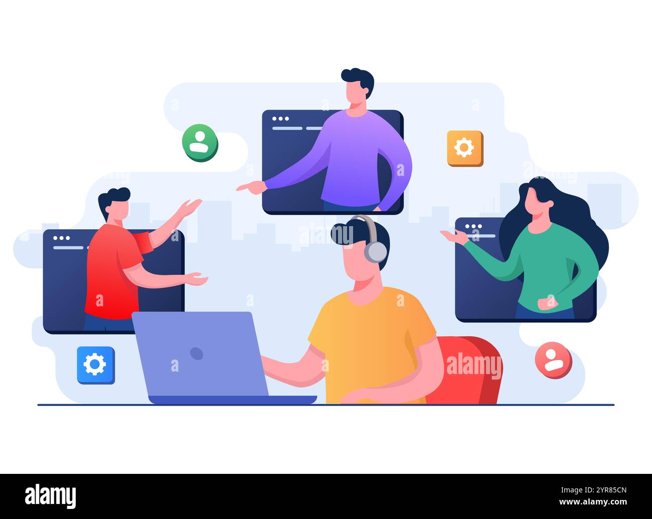 Les clients posant des questions de l'opérateur masculin de hotline illustration plate, support client en ligne, aider à résoudre des problèmes, support technique, télema Illustration de Vecteur Les clients posant des questions de l'opérateur masculin de hotline illustration plate, support client en ligne, aider à résoudre des problèmes, support technique, télema Illustration de Vecteur