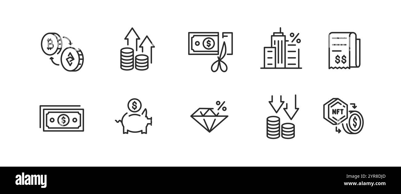 Jeu d'icônes Finance et investissement Illustration de Vecteur
