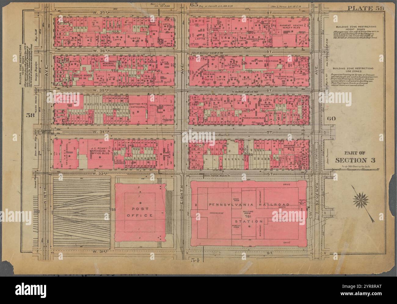 Planche 59, partie de la section 3 : [borné par W. 37th Street, Seventh Avenue, W. 31st Street et Ninth Avenue] 1930 Banque D'Images