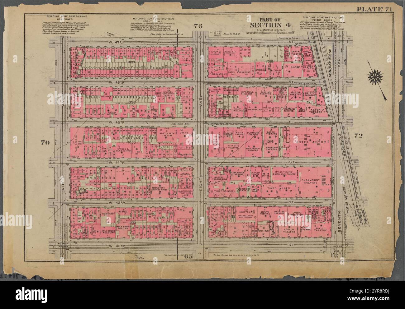 Planche 71, partie de la section 4 : [borné par W. 47th Street, Broadway, Seventh Avenue, W. 42nd Street et Ninth Avenue] 1930 Banque D'Images
