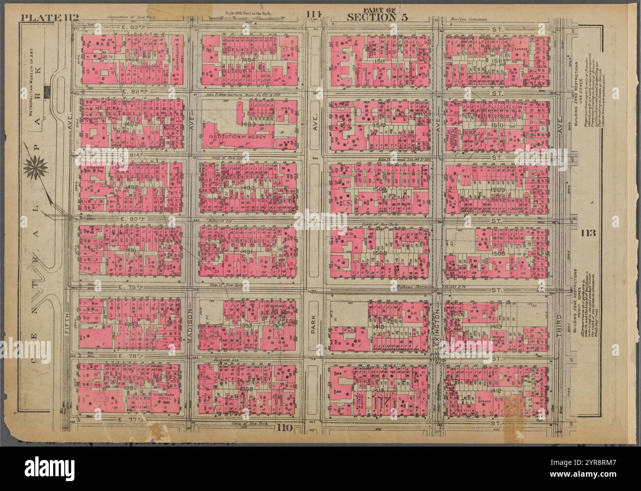 Planche 112, partie de la section 5 : [borné par E. 83e Rue, Third Avenue, E. 77e Rue et (Central Park) Cinquième Avenue] 1930 Banque D'Images