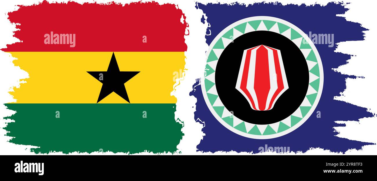 Bougainville et Ghana grunge drapeaux connexion, vecteur Illustration de Vecteur