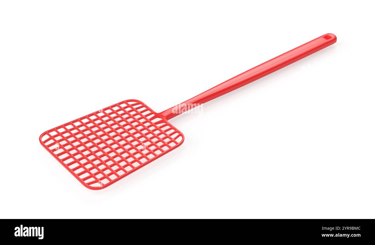 Tapette de mouche rouge sur fond blanc Banque D'Images