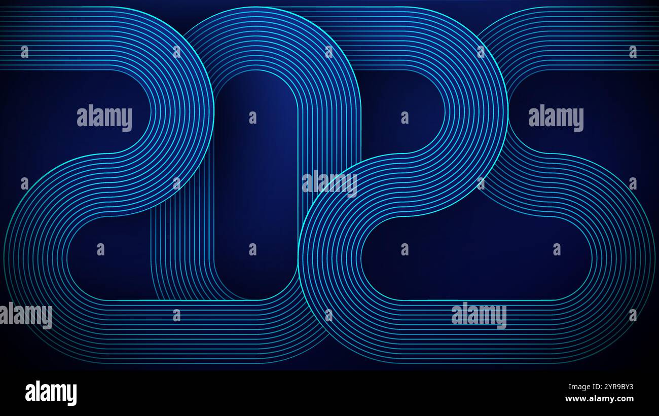 2025 fond bleu de la technologie. Une carte de circuit imprimé en bleu marine Tech bg Illustration de Vecteur