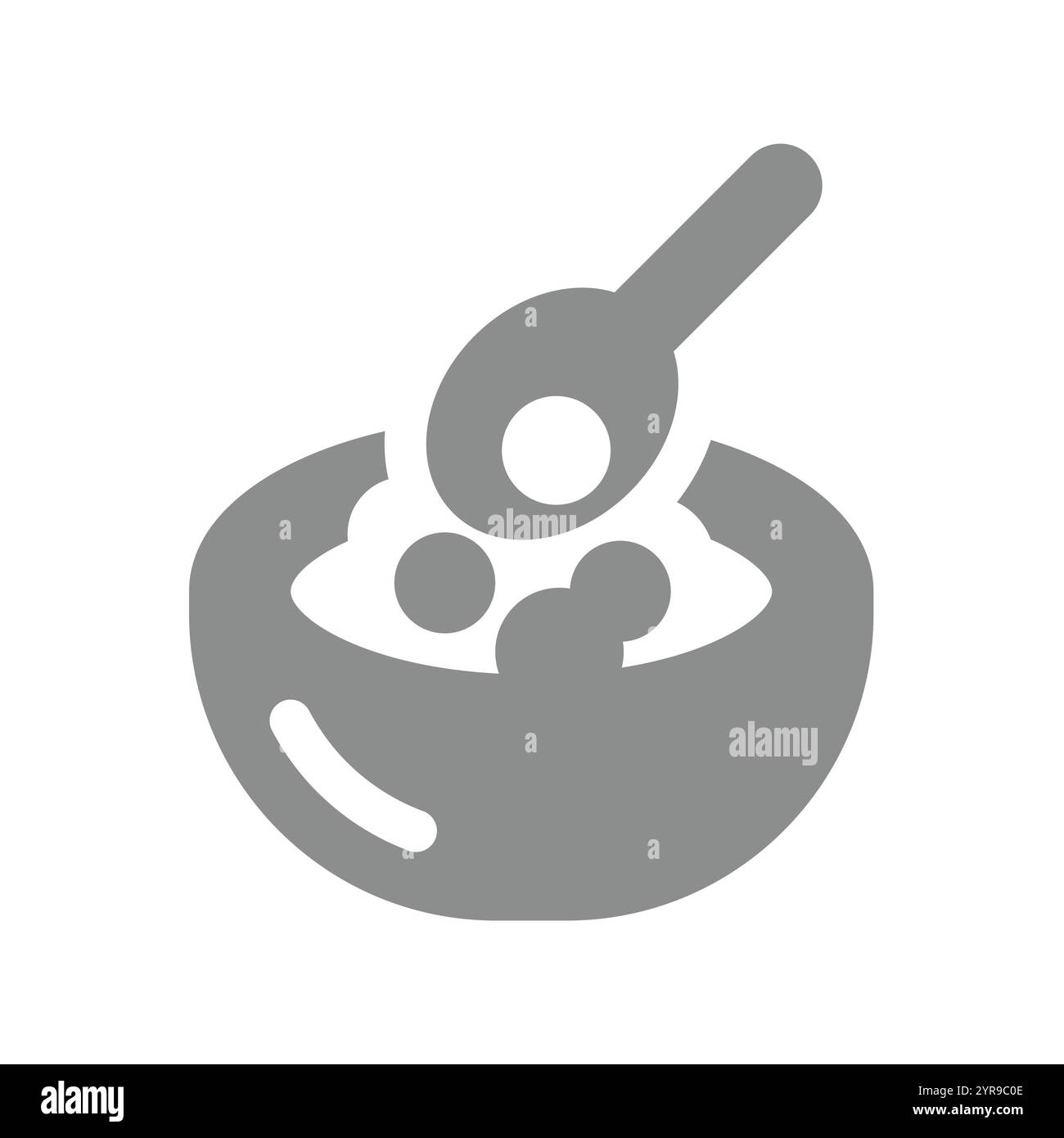 Bol de mélange avec icône de vecteur de cuillère. Petit-déjeuner de céréales ou mélange d'ingrédients. Illustration de Vecteur