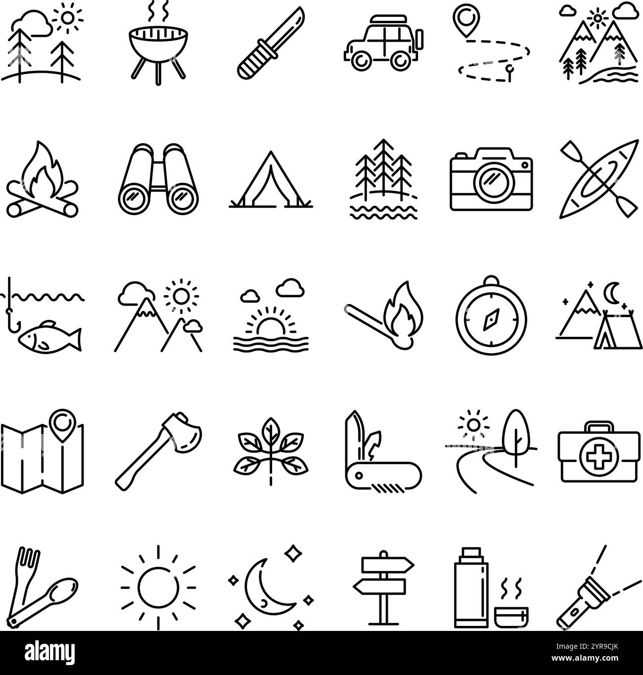 Jeu d'icônes de camping. Collection d'icônes de ligne vectorielle d'activité de loisirs de plein air, trait modifiable Illustration de Vecteur Jeu d'icônes de camping. Collection d'icônes de ligne vectorielle d'activité de loisirs de plein air, trait modifiable Illustration de Vecteur