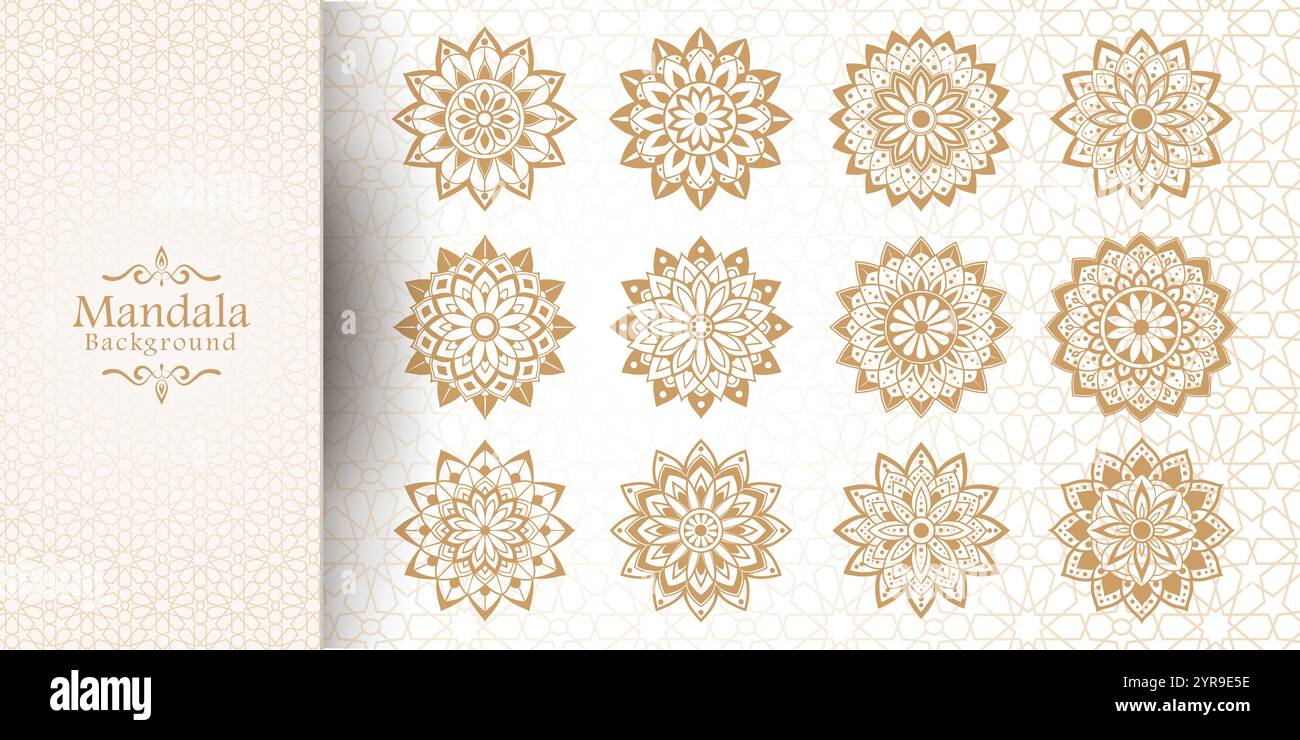 Fond de Mandala doré de luxe avec style arabe Illustration de Vecteur