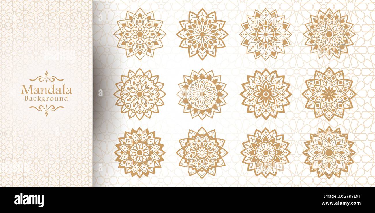 Fond de Mandala doré de luxe avec style arabe Illustration de Vecteur