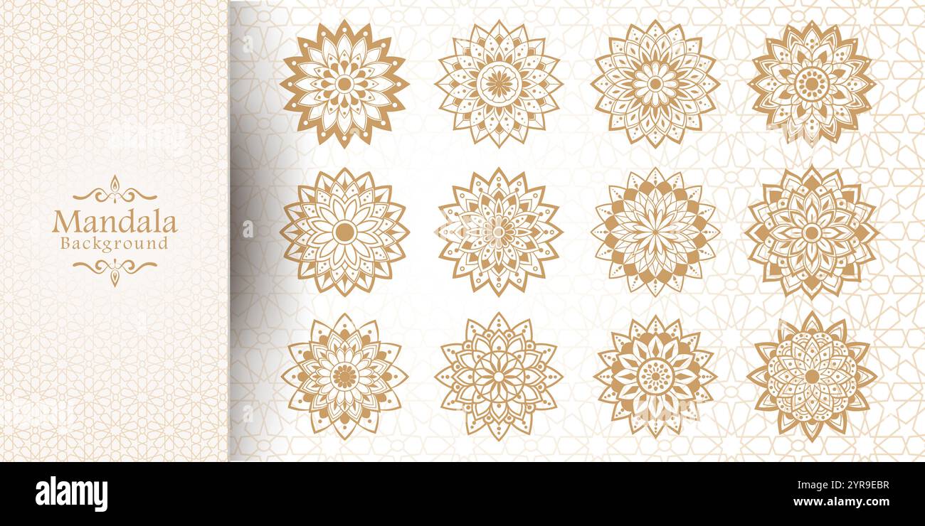 Fond de Mandala doré de luxe avec style arabe Illustration de Vecteur