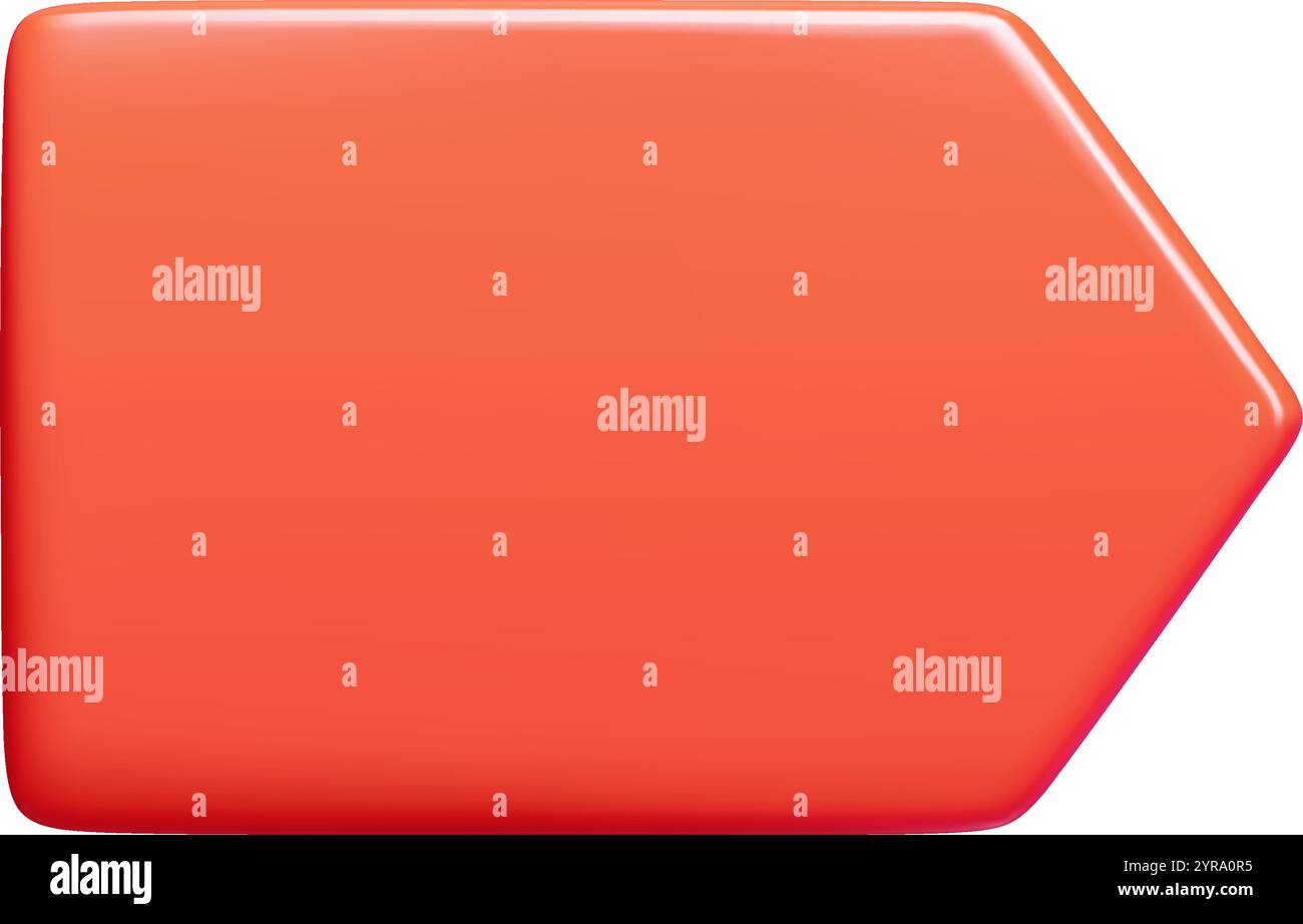 Bannière rouge en forme de flèche vectorielle 3D. Cadre au design minimaliste pour l'intégration de texte. Illustration de Vecteur