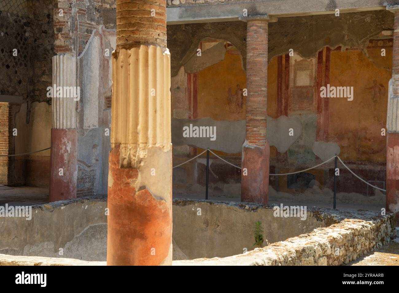 Fresques de Pompeji, détruites par l'éruption du volcan Vésuve à AC79, Italie Banque D'Images