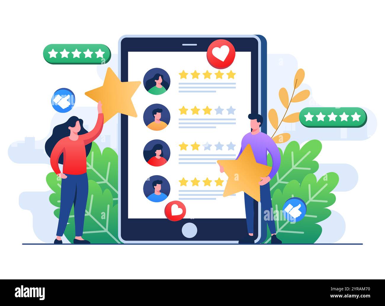 Les gens évaluent le produit, le service, l'application, le site Web, les commentaires, avis client et concept de feedback sur l'écran de la tablette, niveau de satisfaction sur Illustration de Vecteur Les gens évaluent le produit, le service, l'application, le site Web, les commentaires, avis client et concept de feedback sur l'écran de la tablette, niveau de satisfaction sur Illustration de Vecteur
