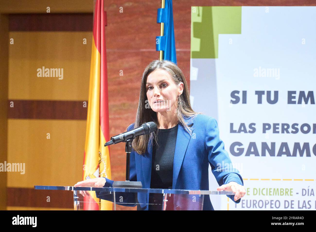 Madrid, Espagne. 03 décembre 2024. La Reine Letizia d'Espagne participe à l'événement de fin de campagne pour promouvoir la sensibilisation à l'accessibilité universelle dans le monde des affaires, organisé à l'occasion de la Journée internationale et européenne du handicap au Centre de référence de l'Etat pour l'autonomie personnelle et les aides techniques le 3 décembre 2024 à Madrid, Espagne. Crédit : album/Alamy Live News Banque D'Images