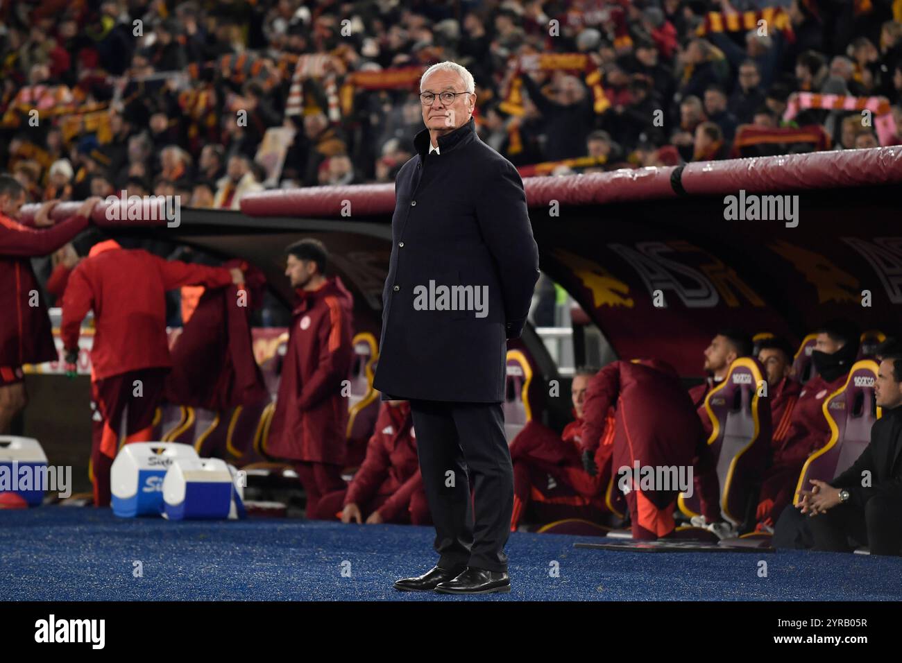 Claudio Ranieri, entraîneur-chef de l'AS Roma, lors du match de football Serie A entre L'AS Roma et Atalanta BC au stade Olimpico à Rome (Italie), le 2 décembre 2024. Banque D'Images