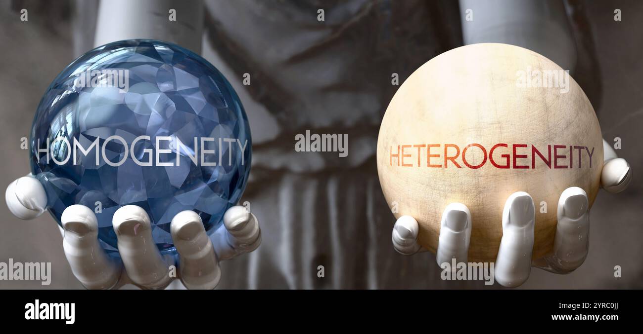 Homogénéité ou hétérogénéité - choisissez entre deux options. Statue ...