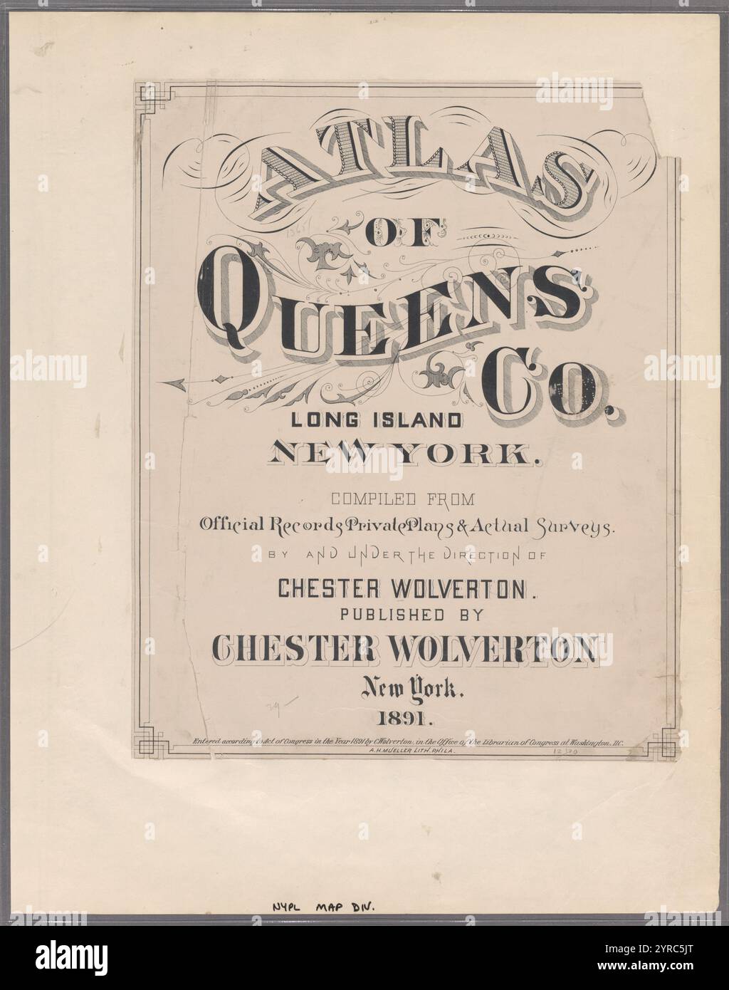Atlas of Queens Co., long Island, New York 1891 par Wolverton, Chester Banque D'Images