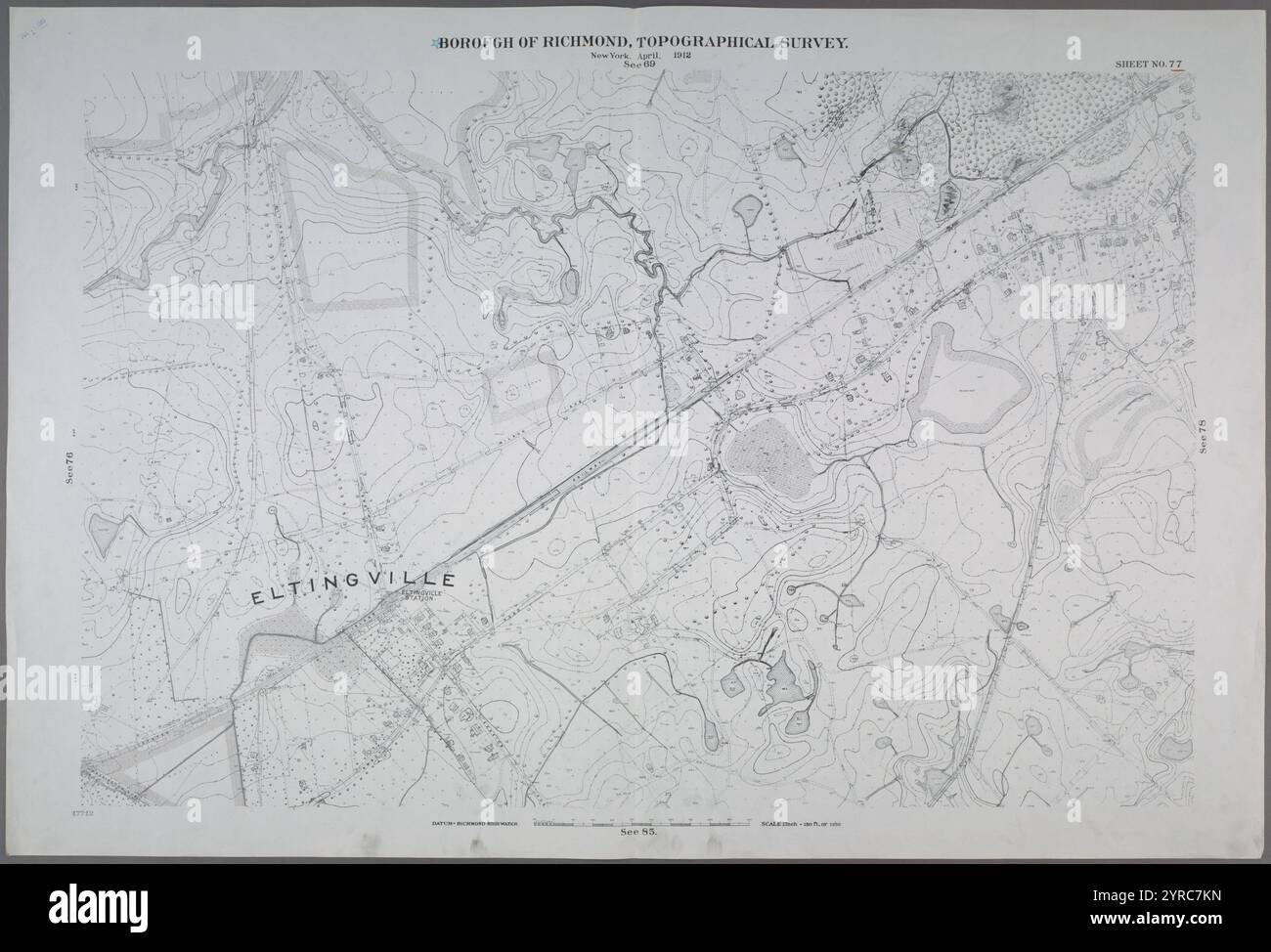 Feuille no 77. [Comprend Eltingville, Amboy Road, Wilson Avenue, Eltingville Boulevard, Lindenwood Road, Shelley Lane et Colon Avenue.] 1906 - 1913 Banque D'Images