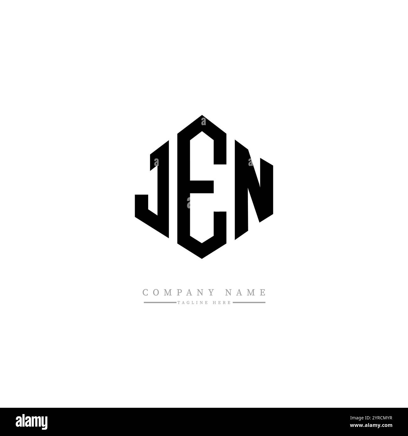 Conception de logo de lettre JEN avec forme de polygone. Conception de logo EN forme de polygone et de cube JEN. Modèle de logo vectoriel JEN hexagone couleurs blanches et noires. JEN monogr Illustration de Vecteur