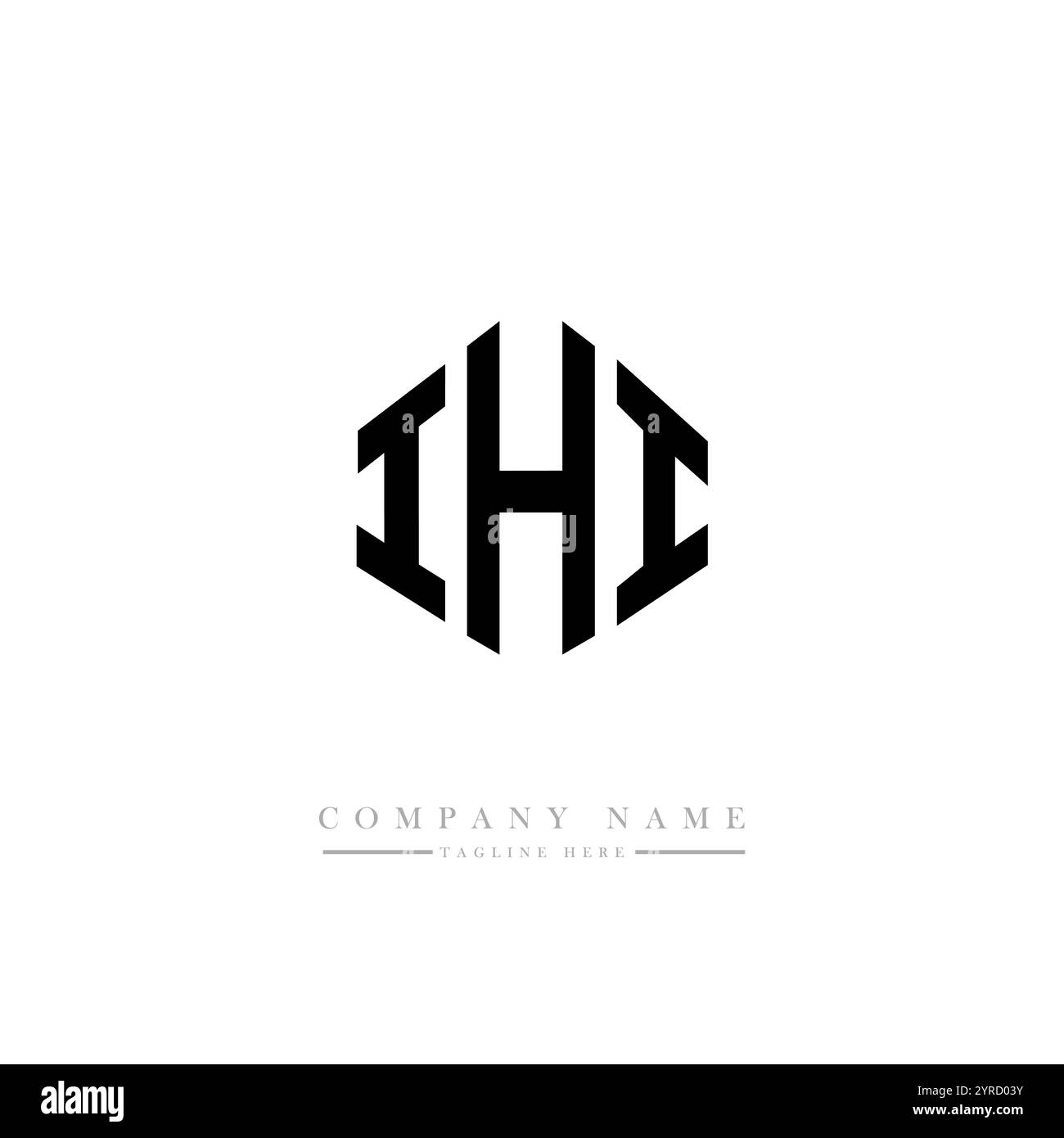 Logo IHI Letter avec forme de polygone. Logo IHI en forme de polygone et de cube. Modèle de logo vectoriel IHI hexagone couleurs blanches et noires. Monogr IHI Illustration de Vecteur